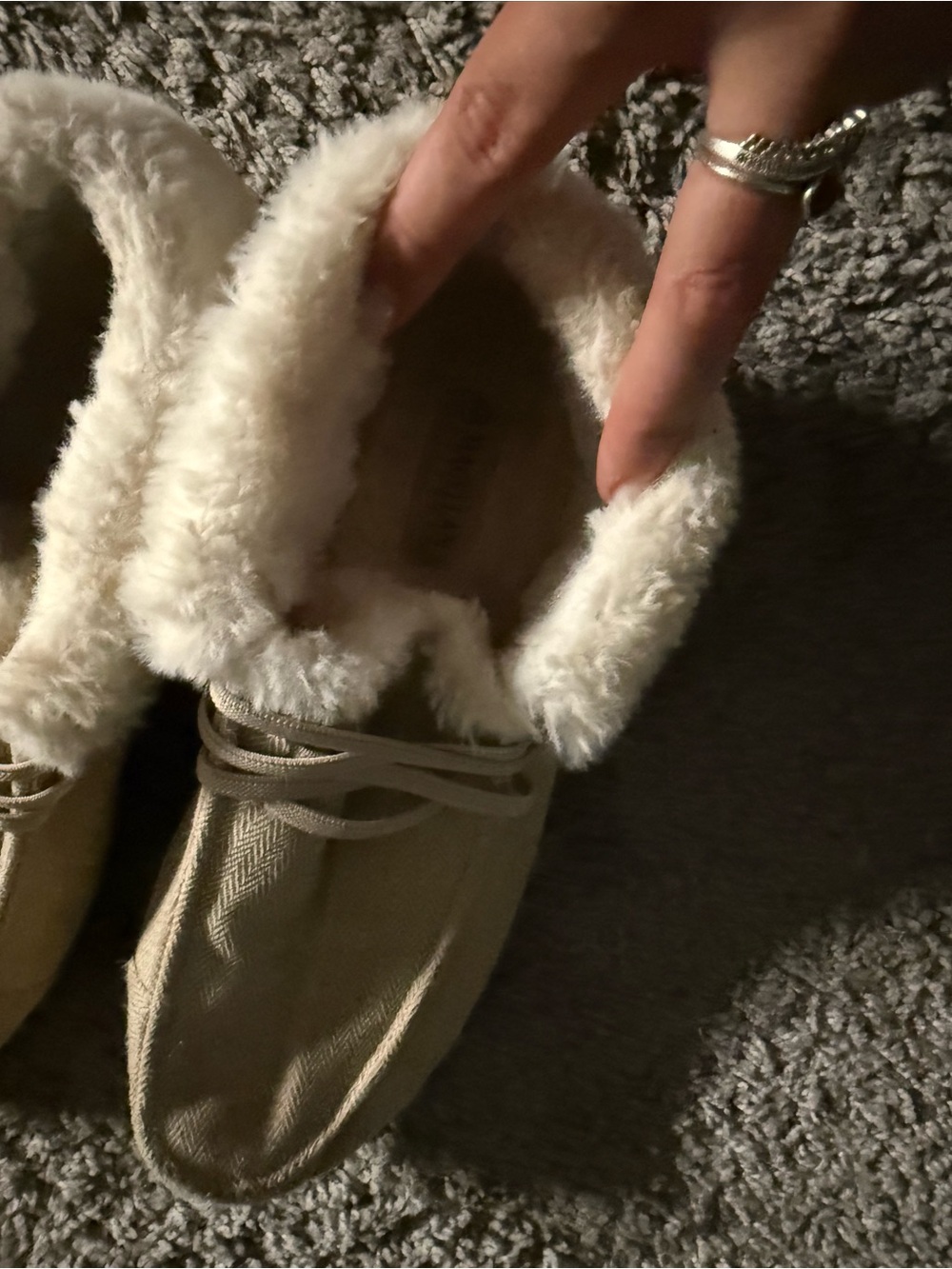 Magellan Women's Faux-Fur Lined Slip-On Moccasins in Cream